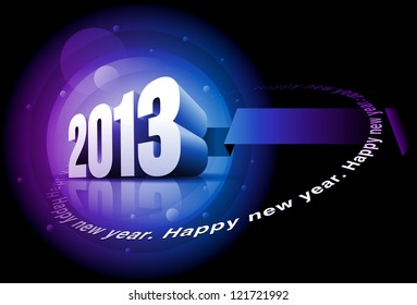 Vector 3d 2013 and "Happy New Year" text. Elements are layered separately in vector file.