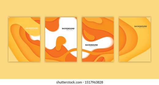 Vector 3D abstract background with orange paper cut shapes.