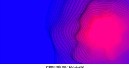 Vector 3D abstract background with paper cut shapes. Colorful carving art. Paper craft landscape with gradient fade colors. Minimalistic design layout for business presentations, flyers, posters