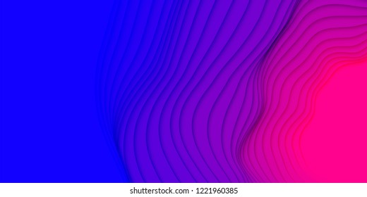 Vector 3D abstract background with paper cut shapes. Colorful carving art. Paper craft landscape with gradient fade colors. Minimalistic design layout for business presentations, flyers, posters