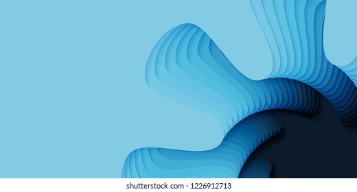 Vector 3D abstract background with paper cut flower shape. Colorful carving art. Paper craft Antelope canyon landscape with gradient colors. Minimalistic design for business presentations, flyers