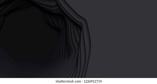 Vector 3D abstract background with paper cut shape. Monochrome carving art. Paper craft Antelope canyon landscape with gradient colors. Minimalistic design for business presentations, flyers