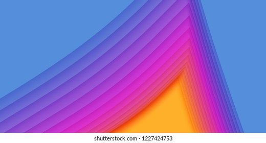 Vector 3D abstract background with paper cut shape. Colorful carving art. Paper craft Antelope canyon landscape with gradient colors. Minimalistic design for business presentations, flyers