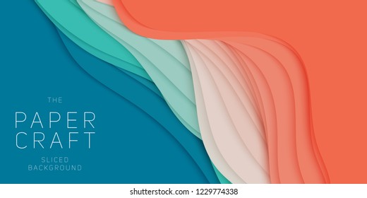 Vector 3D abstract background with paper cut shape. Colorful carving art. Paper craft Antelope canyon landscape with gradient colors. Minimalistic design for business presentations, flyers