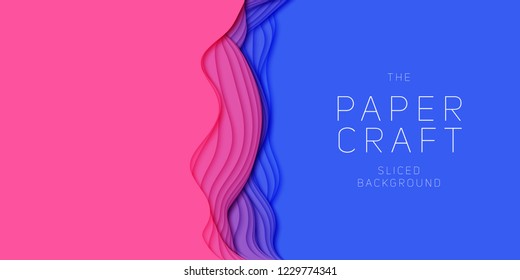 Vector 3D abstract background with paper cut shape. Colorful carving art. Paper craft Antelope canyon landscape with gradient colors. Minimalistic design for business presentations, flyers