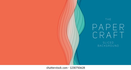 Vector 3D abstract background with paper cut shape. Colorful carving art. Paper craft Antelope canyon landscape with gradient colors. Minimalistic design for business presentations, flyers