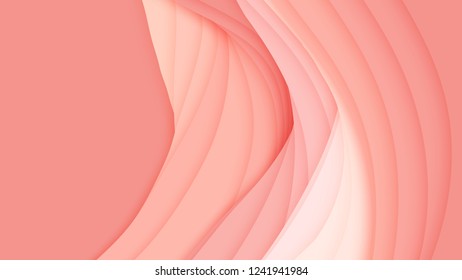 Vector 3D abstract background with paper cut shape. Colorful pink carving art. Paper craft Antelope canyon landscape with gradient colors. Minimalistic design for business presentations, flyers
