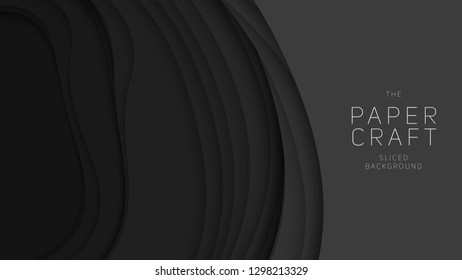 Vector 3D abstract background with paper cut shapes. Dark carving art. Paper craft landscape with gradient fade colors. Minimalistic design layout for business presentations, flyers, posters