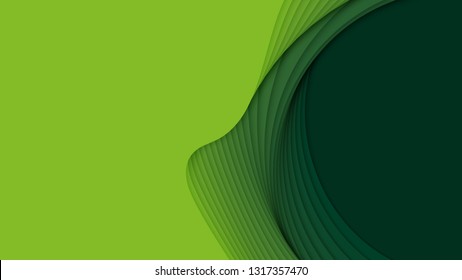 Vector 3D abstract background with paper cut shapes. Green carving art. Paper craft landscape with gradient fade colors. Minimalistic design layout for business presentations, flyers, posters