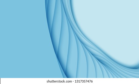 Vector 3D abstract background with paper cut shapes. Blue carving art. Paper craft landscape with gradient fade colors. Minimalistic design layout for business presentations, flyers, posters