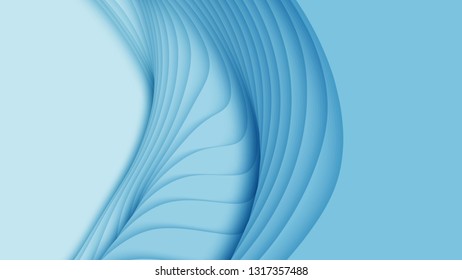 Vector 3D abstract background with paper cut shapes. Blue carving art. Paper craft landscape with gradient fade colors. Minimalistic design layout for business presentations, flyers, posters