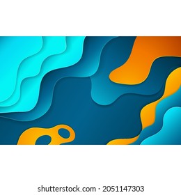 vector 3D abstract background with paper cut shapes blue gradient color. banner website poster brochure flyer presentation needs.