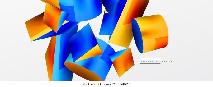 Vector 3d abstract background. Shapes 3d triangle and cylinder. Trendy techno business template for wallpaper, banner, background or landing