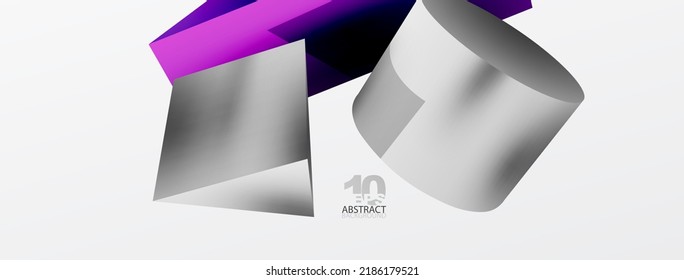 Vector 3d abstract background. Shapes 3d triangle and cylinder. Trendy techno business template for wallpaper, banner, background or landing