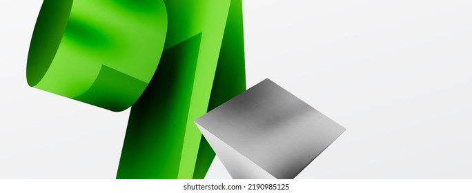 Vector 3d abstract background. Shapes 3d triangle and cylinder. Trendy techno business template for wallpaper, banner, background or landing