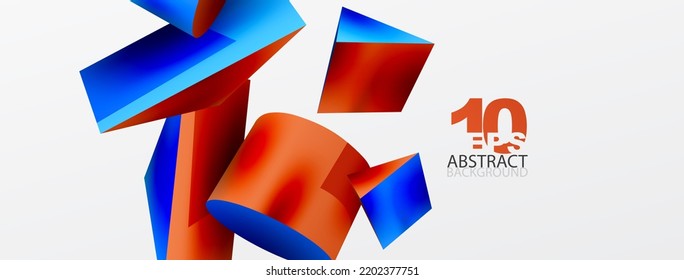 Vector 3d abstract background. Shapes 3d triangle and cylinder. Trendy techno business template for wallpaper, banner, background or landing