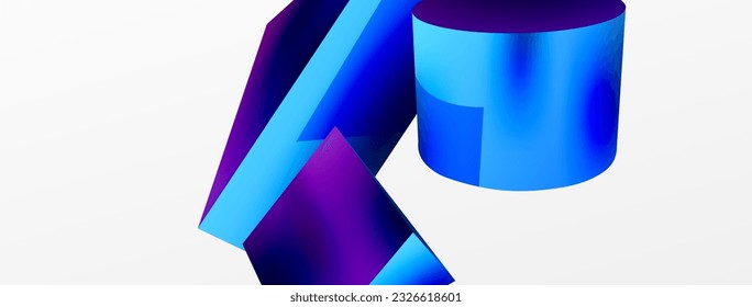 Vector 3d abstract background. Shapes 3d triangle and cylinder. Trendy techno business template for wallpaper, banner, background or landing