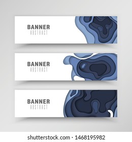 Vector 3D abstract banner with paper cut shapes for business presentation.