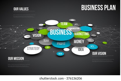 Vector 3D Abstract Business infographic schema - blue and green version
