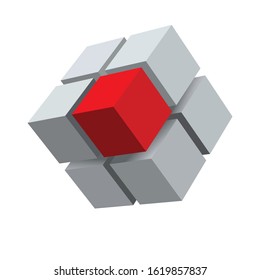 Vector 3d vector abstract composition rendering of cubes boxes graphic design