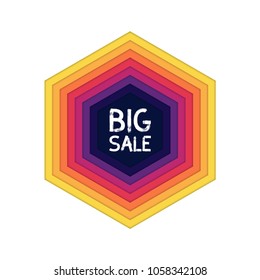 Vector 3d abstract paper cut banner with sale, discount. Papercut flyer, poster. Origami template