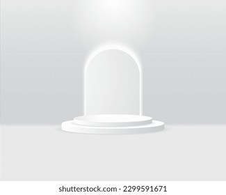 vector 3d Abstract white podium display on white background 