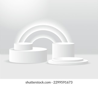 vector 3d Abstract white podium display on white background 