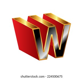 Vector 3d Alphabet W Letter Character 