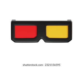 Vector 3d anaglyph glasses, movie glass icon in vector illustration 3d rendering