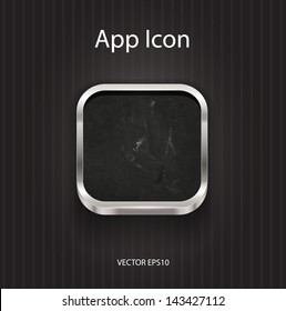 Vector 3d app icon with grungy texture and aluminum border