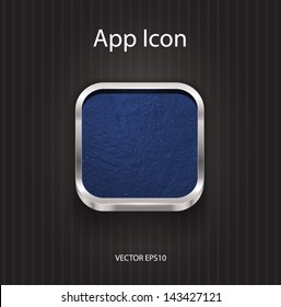 Vector 3d app icon with grungy texture and aluminum border