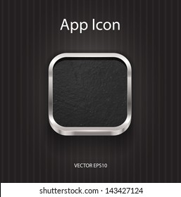 Vector 3d app icon with grungy texture and aluminum border