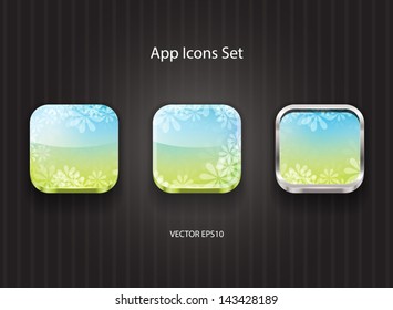Vector 3d app icons with floral theme
