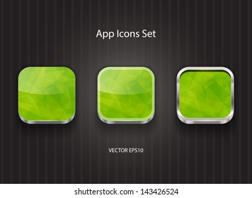Vector 3d app icons with green geometric texture