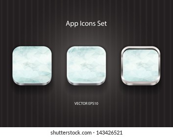 Vector 3d app icons with light geometric texture
