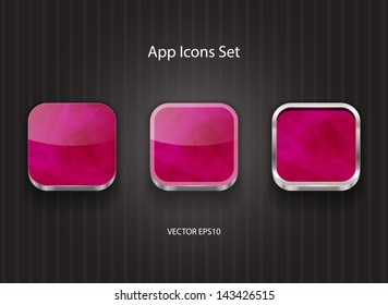 Vector 3d app icons with purple geometric texture