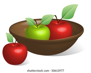 vector of 3D apples in bowl