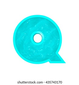 Vector 3d aqua font letter Q stylized as swimming pool.