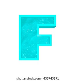 Vector 3d aqua font letter F stylized as swimming pool.
