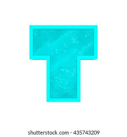 Vector 3d aqua font letter T stylized as swimming pool.