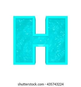 Vector 3d aqua font letter H stylized as swimming pool.
