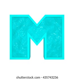 Vector 3d aqua font letter M stylized as swimming pool.