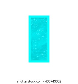 Vector 3d aqua font letter I stylized as swimming pool.