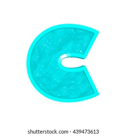 Vector 3d aqua font letter C stylized as swimming pool.