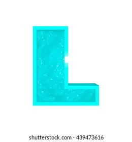 Vector 3d aqua font letter L stylized as swimming pool.