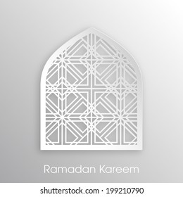 vector 3d arabic paper window with intricate arabic pattern for the celebration of ramadan kareem and other muslim festivals.