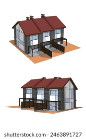 Vector 3d architectural two story townhouse
