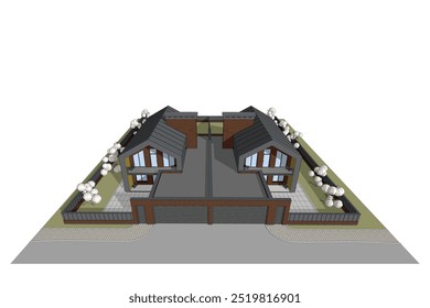 Vector 3d architectural two story townhouse