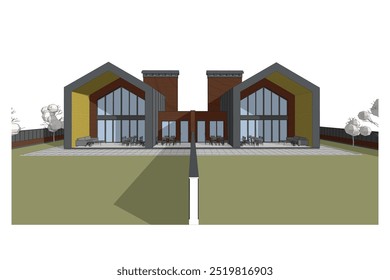 Vetor 3d arquitetural de dois andares townhouse
