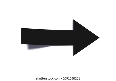 Vector 3D arrow, black color, paper arrow isolated on white background.